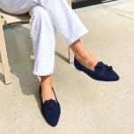 DREAM PAIRS Flats for Women Pointed Toe Foldable Knit Ballet Flats Comfortable Slip-On Dress Shoes Elegant Bow Flats for Work Office Business Casual Travel,Size 10,Navy,SDFA26001W