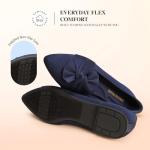DREAM PAIRS Flats for Women Pointed Toe Foldable Knit Ballet Flats Comfortable Slip-On Dress Shoes Elegant Bow Flats for Work Office Business Casual Travel,Size 10,Navy,SDFA26001W