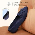DREAM PAIRS Flats for Women Pointed Toe Foldable Knit Ballet Flats Comfortable Slip-On Dress Shoes Elegant Bow Flats for Work Office Business Casual Travel,Size 10,Navy,SDFA26001W
