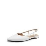 DREAM PAIRS Slingback Flats for Women, Pointed-Toe Elegant Women's Ballet Flats with Buckle Strap, Classic Low Heel Dress Shoes for Casual Work Office Party,Size 9,White-Pu,DWUMFA2504