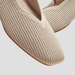 VIVAIA Margot Mary Jane Women Flat Shoes Comfortable Slip on Square-Toe Ballet Flats with Arch Support Washable Shoe Almond Size 8