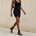 Abbleet Women's Ankle Boots Pointed Toe Chunky Block Heel Short Boots for Women Low Heeled Booties（Brown,7.5）