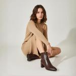 Abbleet Women's Ankle Boots Pointed Toe Chunky Block Heel Short Boots for Women Low Heeled Booties（Brown,7.5）