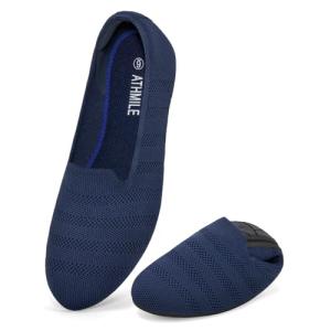 ATHMILE Ballet Flats for Women Ballerina Slip On Round Toe Loafer Shoes Dressy Casual for Wedding Business Daily 2026 Fashion Zapatos Bajos para Mujer Navy 8