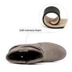 VJH confort Women's Mid Calf Boots, Round Toe Comfort Low Heel Slouchy Dress Zip booties with Jeweled Strap(Griege,8.5)