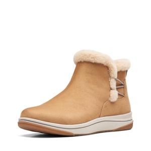 Clarks Women's Tan Breeze Fur Ankle Boots