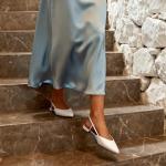 DREAM PAIRS Slingback Flats for Women, Pointed-Toe Elegant Women's Ballet Flats with Buckle Strap, Classic Low Heel Dress Shoes for Casual Work Office Party,Size 7.5,White-Pu,DWUMFA2504