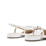 DREAM PAIRS Slingback Flats for Women, Pointed-Toe Elegant Women's Ballet Flats with Buckle Strap, Classic Low Heel Dress Shoes for Casual Work Office Party,Size 7.5,White-Pu,DWUMFA2504