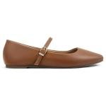 Lookyno Womens Ballet Mary Jane Flats Shoes Adjustable Strap Square Closed Toe Chic Footwear with Latex Insole, Brown, US 8