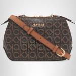 Calvin Klein Women's Lucy Triple Compartment Crossbody, Brown/Khaki/Caramel Embossed, One Size