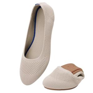 poemlady Women’s Ballet Flat Shoes Dress Knit Round Toe Slip On Ballerina Walking Flats Shoes for Woman Casual Comfort Soft