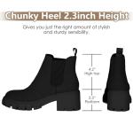 Athlefit Women's Chelsea Boots Fashion Lug Sole Chunky Heel Slip on Elastic Ankle Booties Black Suede Size 8.5