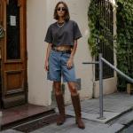 Modatope Suede Brown Knee High Boots Women Flat Rounded Toe Riding Boots for Women Low Block Heel Fall Winter Tall Boot Size 6