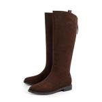 Modatope Suede Brown Knee High Boots Women Flat Rounded Toe Riding Boots for Women Low Block Heel Fall Winter Tall Boot Size 6