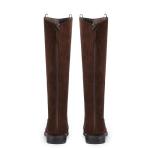 Modatope Suede Brown Knee High Boots Women Flat Rounded Toe Riding Boots for Women Low Block Heel Fall Winter Tall Boot Size 6