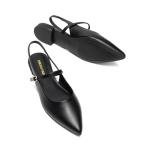 DREAM PAIRS Women's Slingback Dress Pointed Toe Flats Ballet Mary Jane Flat Shoes with Buckle Strap Low Heel Dressy Flats,Size 7,Black,SDFA26008W