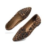 DREAM PAIRS Women's Pointed Toe Slip-On Dressy Flat Shoes Comfortable Business Casual Dress Shoes for Office Work,Size 9.5,Leopard,DWUMSP2502