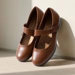 DREAM PAIRS Womens Ballet Mary Jane Flats, Comfortable Business Office Dress Shoes for Women Dressy and Work with Ankle Strap,Size 10,Brown,SDFA2407W