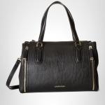 Calvin Klein Reyna Novelty Satchel, Black/Gold, One Size