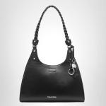 Calvin Klein Shelly Novelty Satchel, Black/Silver Mix, One Size