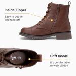 Vepose Women's Ankle Boots Lace up, Flat Fashion Combat Booties Low Heel, 910 - Cognac, Red Brown, Size 8.5 US (CJY910 Cognac 08.5)