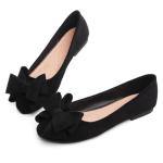 TN TANGNEST Women Round Toe Bowknot Flats Comfortable Slip On Ballet Flat Shoes Black 39(7.5)