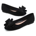 TN TANGNEST Women Round Toe Bowknot Flats Comfortable Slip On Ballet Flat Shoes Black 39(7.5)