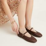 CUSHIONAIRE Bistro Mary Jane Flats for Women, Woven Ballet Flats Shoes with Strap and Memory Foam for All-Day Comfort, Brown 8