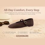 CUSHIONAIRE Bistro Mary Jane Flats for Women, Woven Ballet Flats Shoes with Strap and Memory Foam for All-Day Comfort, Brown 8