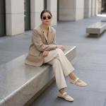 CUSHIONAIRE Gabby Woven Mary Jane Ballet Flats for Women, Comfortable Dressy Flat Shoes with Adjustable Gold-Tone Buckle and Memory Foam Cushioning, Cream 8.5