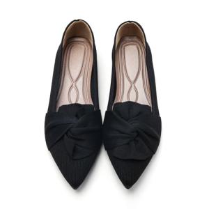 HIULYCENCE Women's Flats Shoes Pointed Toe Ballet Flats with Bow Comfortable Knit Dressy Flats Black US9