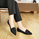 HIULYCENCE Women's Flats Shoes Pointed Toe Ballet Flats with Bow Comfortable Knit Dressy Flats Black US9