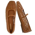 CUSHIONAIRE Women's Weavy Squared Toe Woven Ballet Flat, +Memory Foam, Wide Widths Available Cognac 9