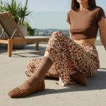 CUSHIONAIRE Women's Weavy Squared Toe Woven Ballet Flat, +Memory Foam, Wide Widths Available Cognac 9