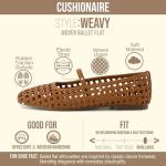 CUSHIONAIRE Women's Weavy Squared Toe Woven Ballet Flat, +Memory Foam, Wide Widths Available Cognac 9