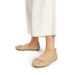 DREAM PAIRS Women's Flats, Wide Foldable Ballet Flats for Women, Width Bowknot Round Toe Comfort Light Weight Slip-On Dress Shoes,Size 8W,Nude