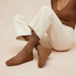 CUSHIONAIRE Women's Weavy Squared Toe Woven Ballet Flat, +Memory Foam, Wide Widths Available Cognac 9