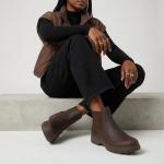 CUSHIONAIRE Women's Britain Chelsea Boots. Soft Vegan Leather, Non-Slip Sole, Memory Foam, Back Pull Tab, Ankle Boots for Women, ESPRESSO 8