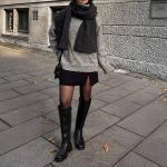 Lumeheel Black Knee High Boots for Women - Low Heel Square Toe Fall Tall Boots with Side Zipper B 7