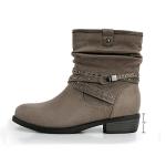 VJH confort Women's Mid Calf Boot,Round Toe Low Heel Comfort Slouchy Bootie with Side Zipper Buckle Strap(griege,8)