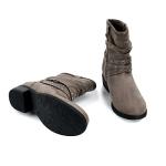 VJH confort Women's Mid Calf Boot,Round Toe Low Heel Comfort Slouchy Bootie with Side Zipper Buckle Strap(griege,8)