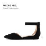 DREAM PAIRS Women's Low Wedge Pointed Toe Ankle Strap Dress Comfortable Casual Flats Shoes,Size 9,Black/Nubuck,AMIGA