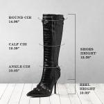 Knee High Boots for Women Fashion Slide Zipper Pointed Toe Stiletto Studded High Heel Rivets Tassel Boots Party Dress Shoes