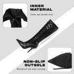 Knee High Boots for Women Fashion Slide Zipper Pointed Toe Stiletto Studded High Heel Rivets Tassel Boots Party Dress Shoes