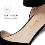 DREAM PAIRS Women's Low Wedge Pointed Toe Ankle Strap Dress Comfortable Casual Flats Shoes,Size 9,Black/Nubuck,AMIGA