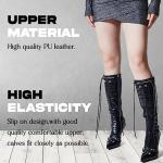 Knee High Boots for Women Fashion Slide Zipper Pointed Toe Stiletto Studded High Heel Rivets Tassel Boots Party Dress Shoes
