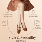 CUSHIONAIRE Windsor Woven Womens Flats with Adjustable Strap – Comfortable Mary Jane Ballet Flats for Women, Cognac 8.5