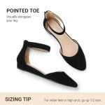 DREAM PAIRS Women's Low Wedge Pointed Toe Ankle Strap Dress Comfortable Casual Flats Shoes,Size 9,Black/Nubuck,AMIGA