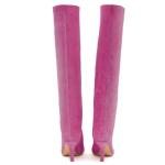 pinokino Knee High Boots Wide Calf Women Long Suede Square Toe Bootie Tall Cute Slouchy Fashion Boots Ladies Fall Boot Red Size 8.5