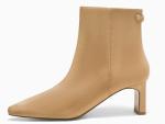Coutgo Womens Ankle Boots Chunky Heel Closed Toe Booties Side Zipper Winter Dress Shoes,Khak,size 8